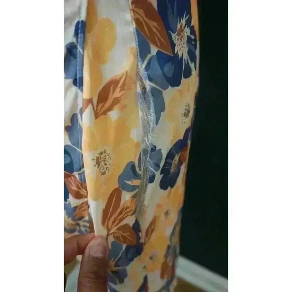 Tie Shoulder Bustier Smocked Split Floral Vacation Midi Slip Dress - Size M - Picture 10 of 15